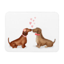 Dachshunds in love fridge magnet (girl/jongen)