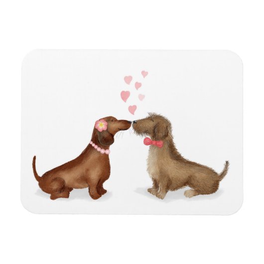 Dachshunds in love fridge magnet (girl/jongen) magneet (Horizontaal)