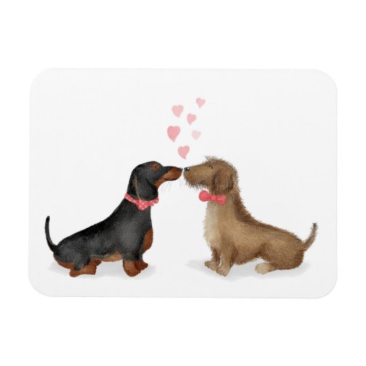 Dachshunds in love fridge magnet (twee jongens) magneet (Horizontaal)