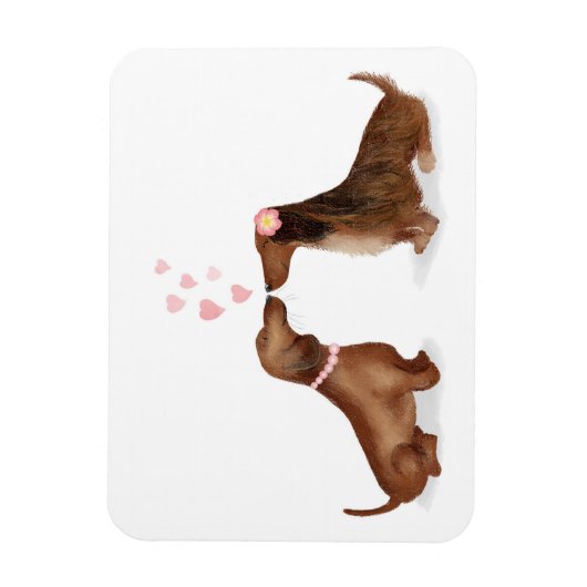 Dachshunds in love fridge magnet (twee meisjes) magneet (Verticaal)