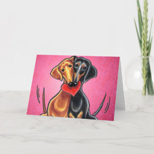 Dachshunds in Love Off-Leash Art™ Custom Feestdagen Kaart