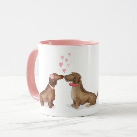 Dachshunds in love personalized mug (girl/jongen) mok (Voorkant links)