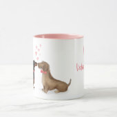 Dachshunds in love personalized mug (twee jongens) mok (Midden)