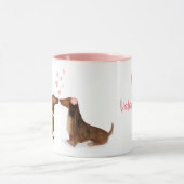 Dachshunds in love personalized mug (twee meisjes) mok (Midden)
