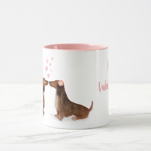 Dachshunds in love personalized mug (twee meisjes) mok (Midden)