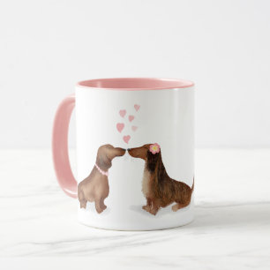 Dachshunds in love personalized mug (twee meisjes) mok