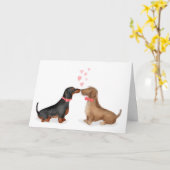 Dachshunds in love Valentijns card (twee jongens) Kaart (Gele Bloem)