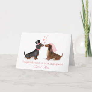 Dachshunds in love verloving card (boy/meisje) kaart