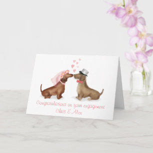 Dachshunds in love verloving card (girl/jongen) kaart