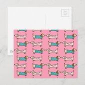 Dachshunds in roze liefde briefkaart (Voorkant / Achterkant)