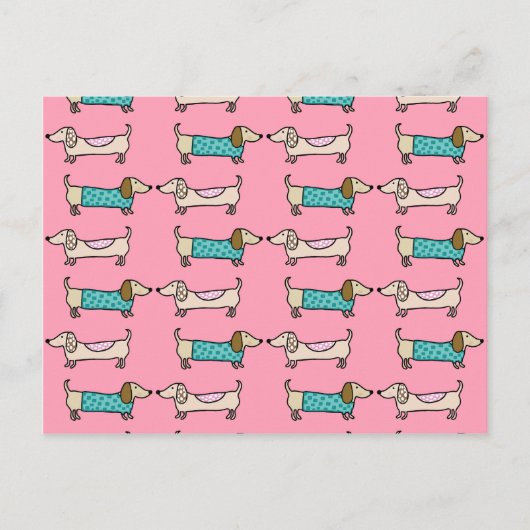 Dachshunds in roze liefde briefkaart (Voorkant)