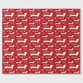 Dachshunds in Snow with Hearts Kerstmis Cadeaupapier (Vlak)