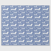 Dachshunds in Snow with Hearts Kerstmis Cadeaupapier (Vlak)