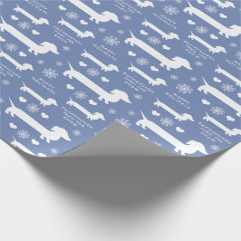 Dachshunds in Snow with Hearts Kerstmis Cadeaupapier