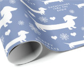 Dachshunds in Snow with Hearts Kerstmis Cadeaupapier (Rol Hoek)