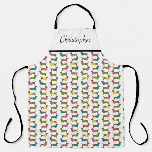 Dachshunds in Sweaters Pattern Schort (Voorkant)