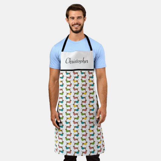 Dachshunds in Sweaters Pattern Schort (Gedragen)