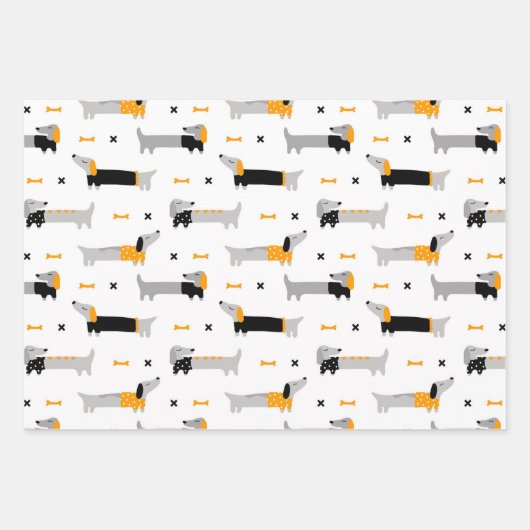 Dachshunds in Sweaters Wrapping Paper Set (Voorkant)