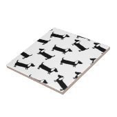 Dachshunds in zwart-wit tegeltje (Zijkant)