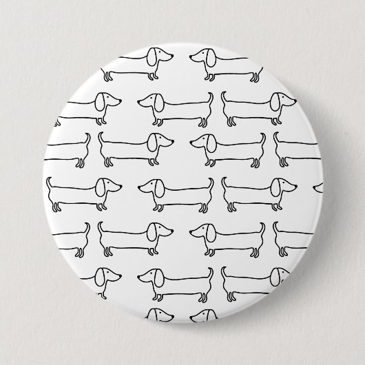 Dachshunds in zwart-witte knop ronde button 7,6 cm (Voorkant)