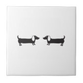 Dachshunds in zwarte en witte liefde tegeltje (Voorkant)