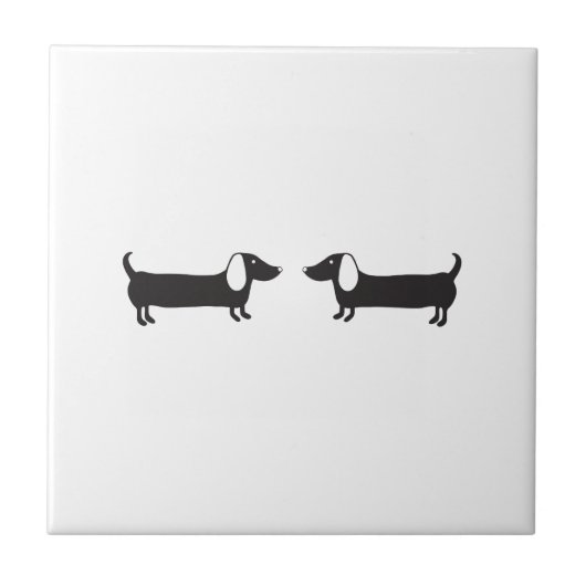 Dachshunds in zwarte en witte liefde tegeltje (Voorkant)