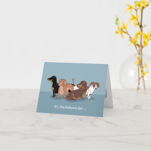 Dachshunds Kaart (Gele Bloem)