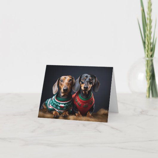 Dachshunds Kerst Kaart (Voorkant)