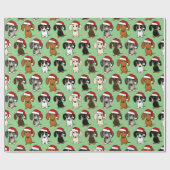 Dachshunds Kerst Schattige Wiener Dog Santa Vakant Cadeaupapier (Vlak)