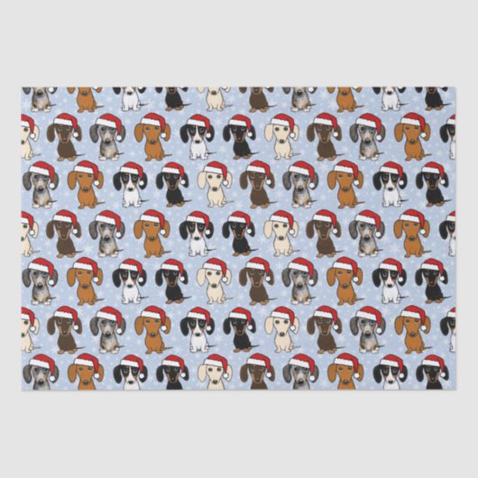 Dachshunds Kerst Schattige Wiener Dog Santa Vakant Tissuepapier (Voorkant)