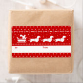 Dachshunds Kerst Sleigh met Eekhoorn Gift Etiket (Insitu)