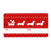 Dachshunds Kerst Sleigh met Eekhoorn Gift Etiket (Voorkant)