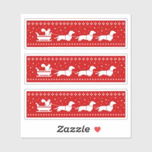 Dachshunds Kerst Sleigh met Eekhoorn Vakantie Sticker