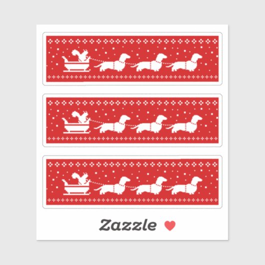 Dachshunds Kerst Sleigh met Eekhoorn Vakantie Sticker (Vel)