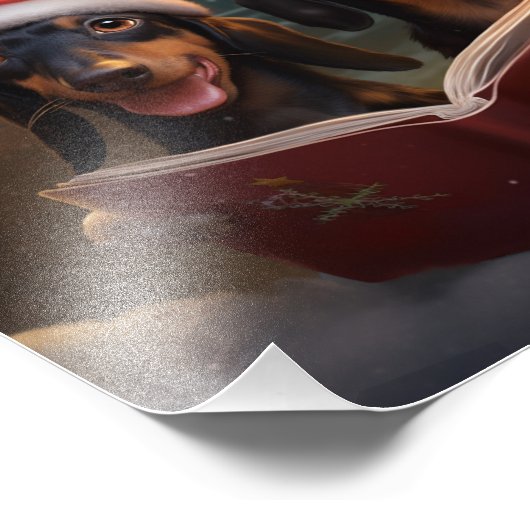 Dachshunds Kerstmis Caroling feestelijke vakantie Foto Afdruk (Hoek)