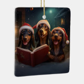 Dachshunds Kerstmis Caroling feestelijke vakantie Keramisch Ornament (Rechts)