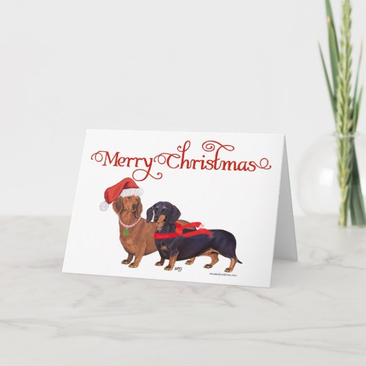 Dachshunds Kerstmis Feestdagen Kaart (Voorkant)
