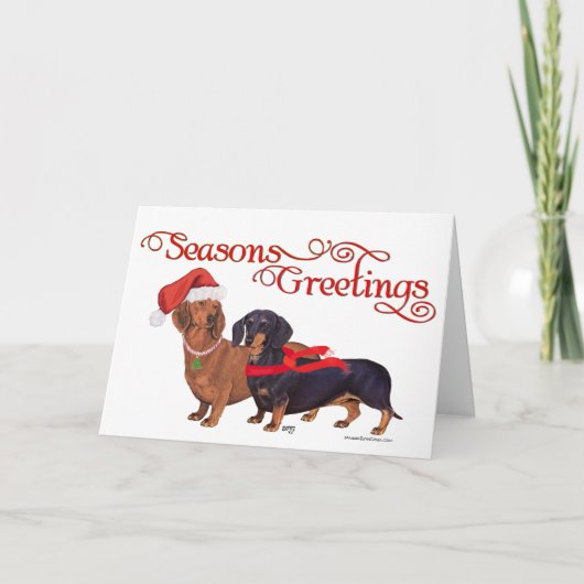 Dachshunds Kerstmis Feestdagen Kaart (Voorkant)