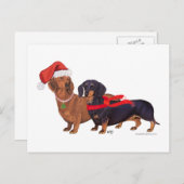 Dachshunds Kerstmis Feestdagenkaart (Voorkant / Achterkant)