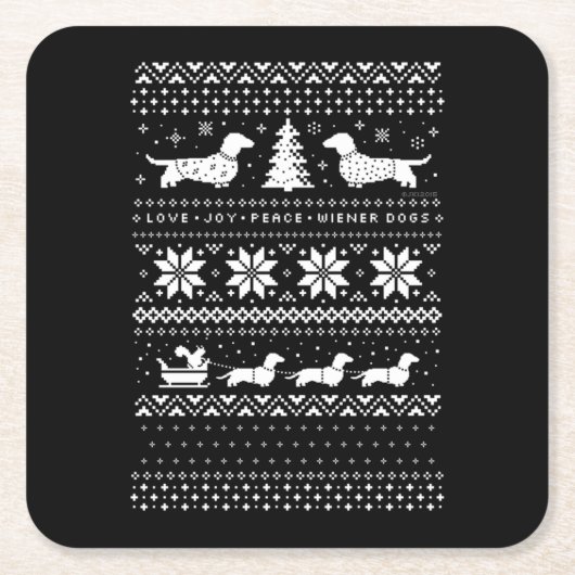 Dachshunds Kerstmis Kartonnen Onderzetters (Voorkant)