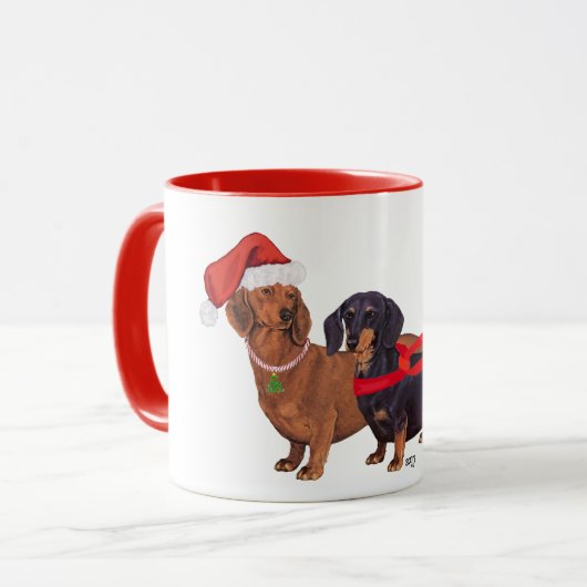 Dachshunds Kerstmis Mok (Voorkant links)