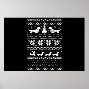 Dachshunds Kerstmis Poster