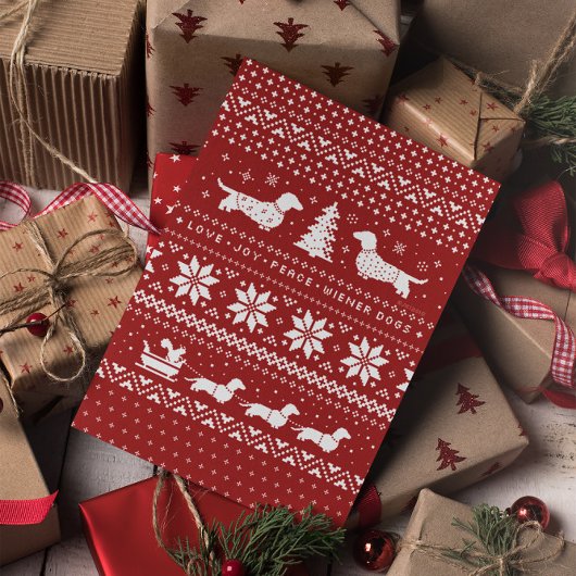 Dachshunds Kerstmis Sweater Patroon Vakantie Kerst Feestdagen Kaart