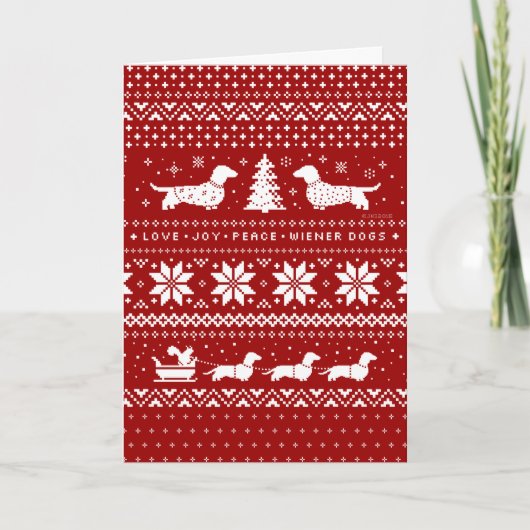 Dachshunds Kerstmis Sweater Patroon Vakantie Kerst Feestdagen Kaart (Voorkant)