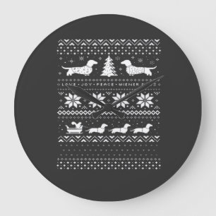 Dachshunds Kersttrui Patroon Klassieke T-Shirt Grote Klok
