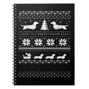 Dachshunds Kersttrui Patroon Klassieke T-Shirt Notitieboek