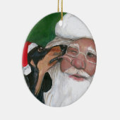 Dachshund's Kiss for Santa Dog Art Ornament (Rechts)