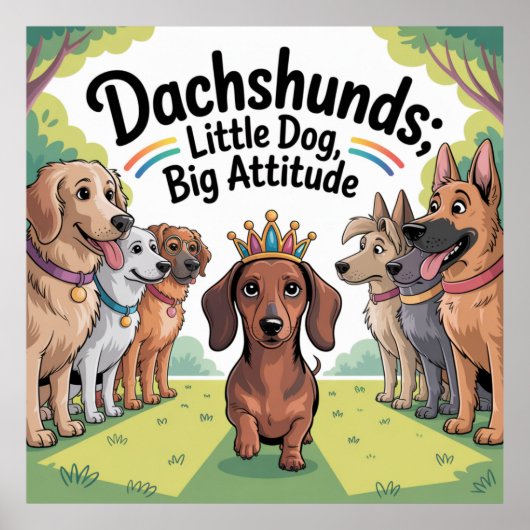 Dachshunds Kleine Hond, Grote Attitude Poster (Voorkant)