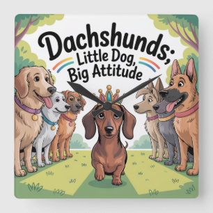 Dachshunds Kleine Hond, Grote Attitude Vierkante Klok