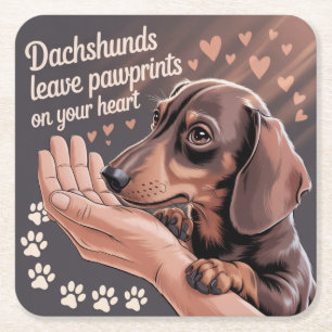 Dachshunds Laten Afdrukken Van Hun Pootjes Op Je H Kartonnen Onderzetters